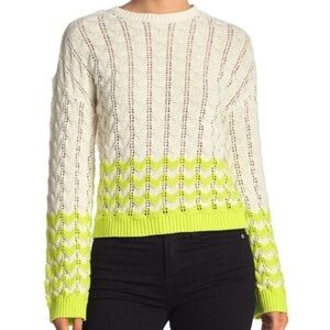 Abound Neon Green Beige Stripe Knit Sweater